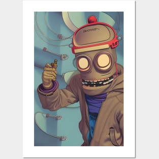 Funny robot boy Posters and Art